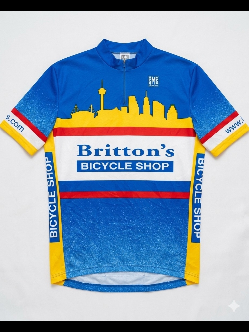 Santini SMS Cycling Jersey Men’s XL Britton’s Bicycle Shop Blue Made In Italy